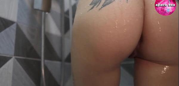  Gorgeous Hottie Sensual Masturbates with Dildo and Play Pussy with Water Jet to Orgasm in the Shower